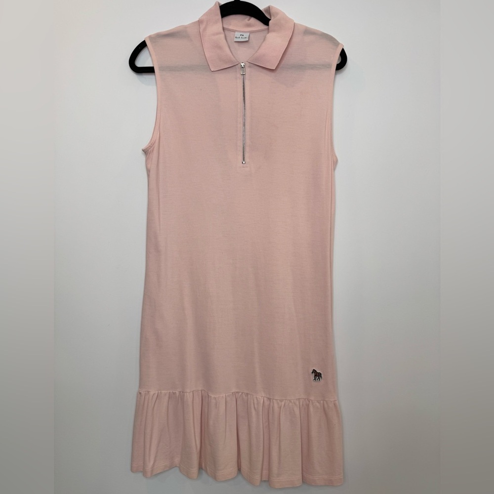 Paul Smith Pink Polo zebra office Dress with Ruffle Hem size large